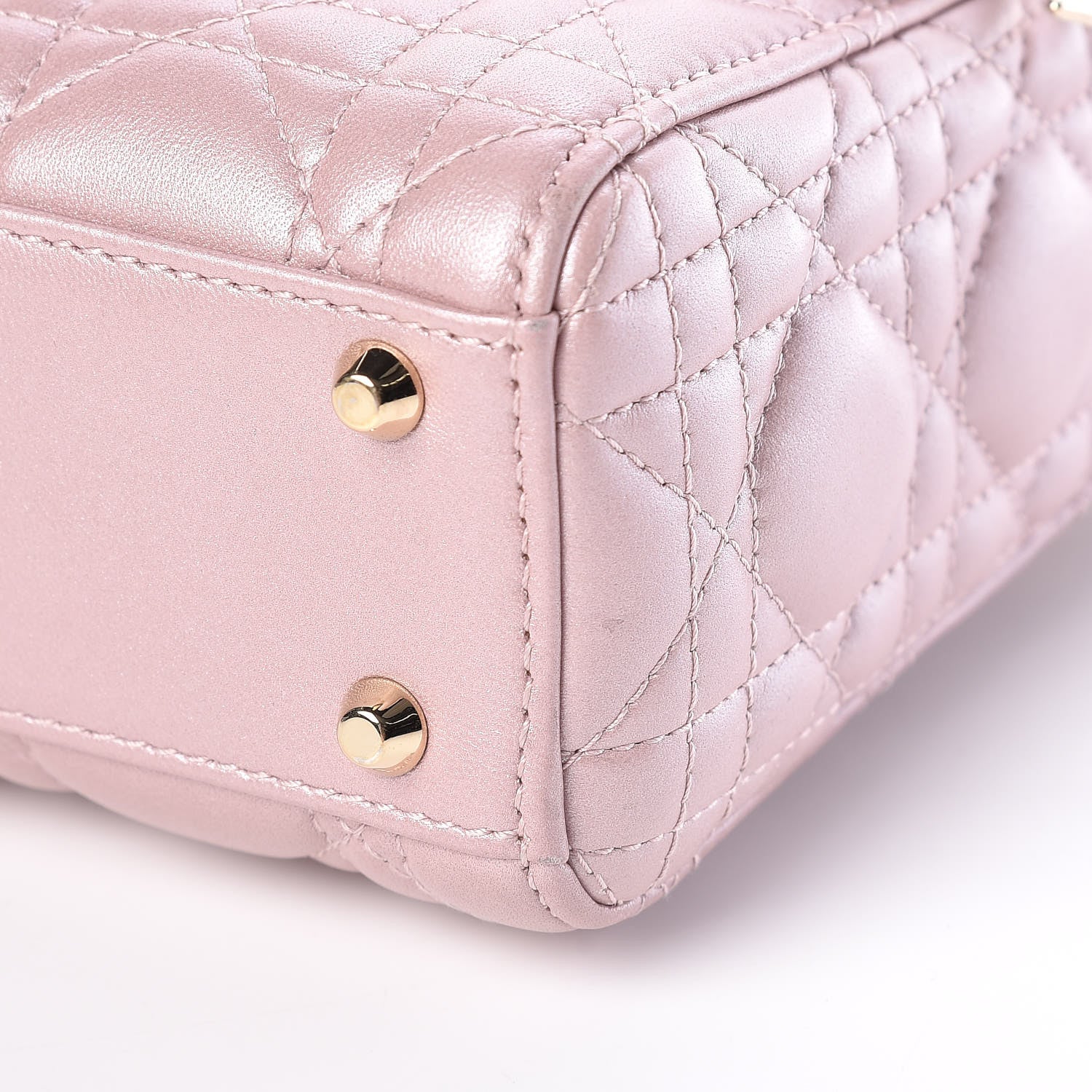 Christian Dior Metallic Lambskin Cannage Mini Lady Dior Lotus 8 of 8