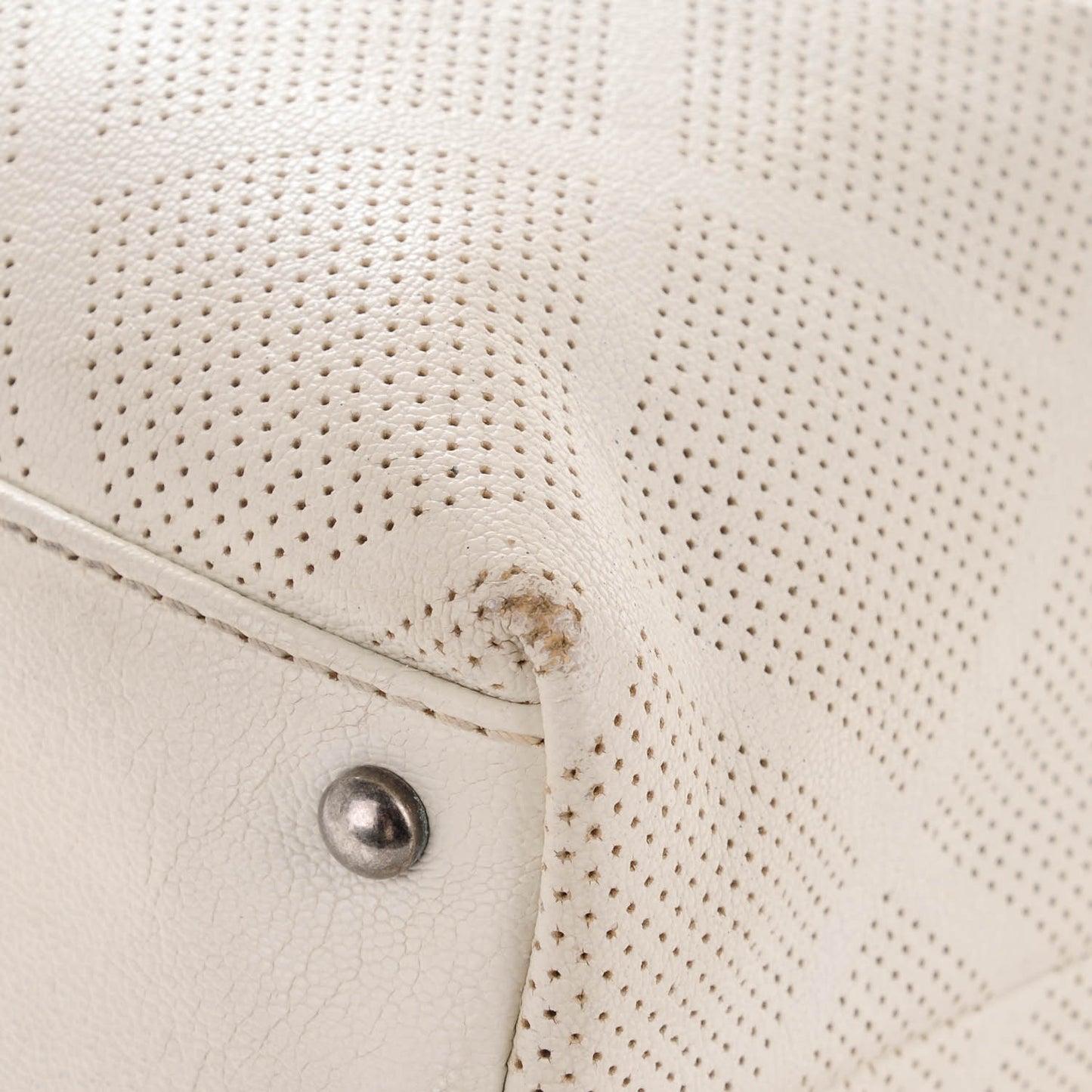 Goatskin Perforated Large CC Tote White