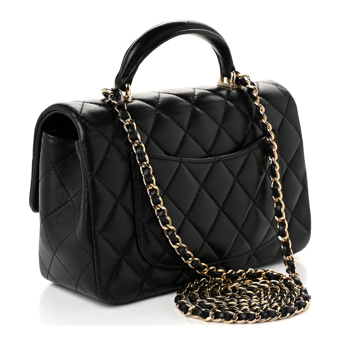 Chanel Lambskin Quilted Mini Top Handle Rectangular Flap Black 2 of 10