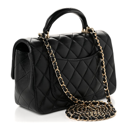 Chanel Lambskin Quilted Mini Top Handle Rectangular Flap Black 2 of 10
