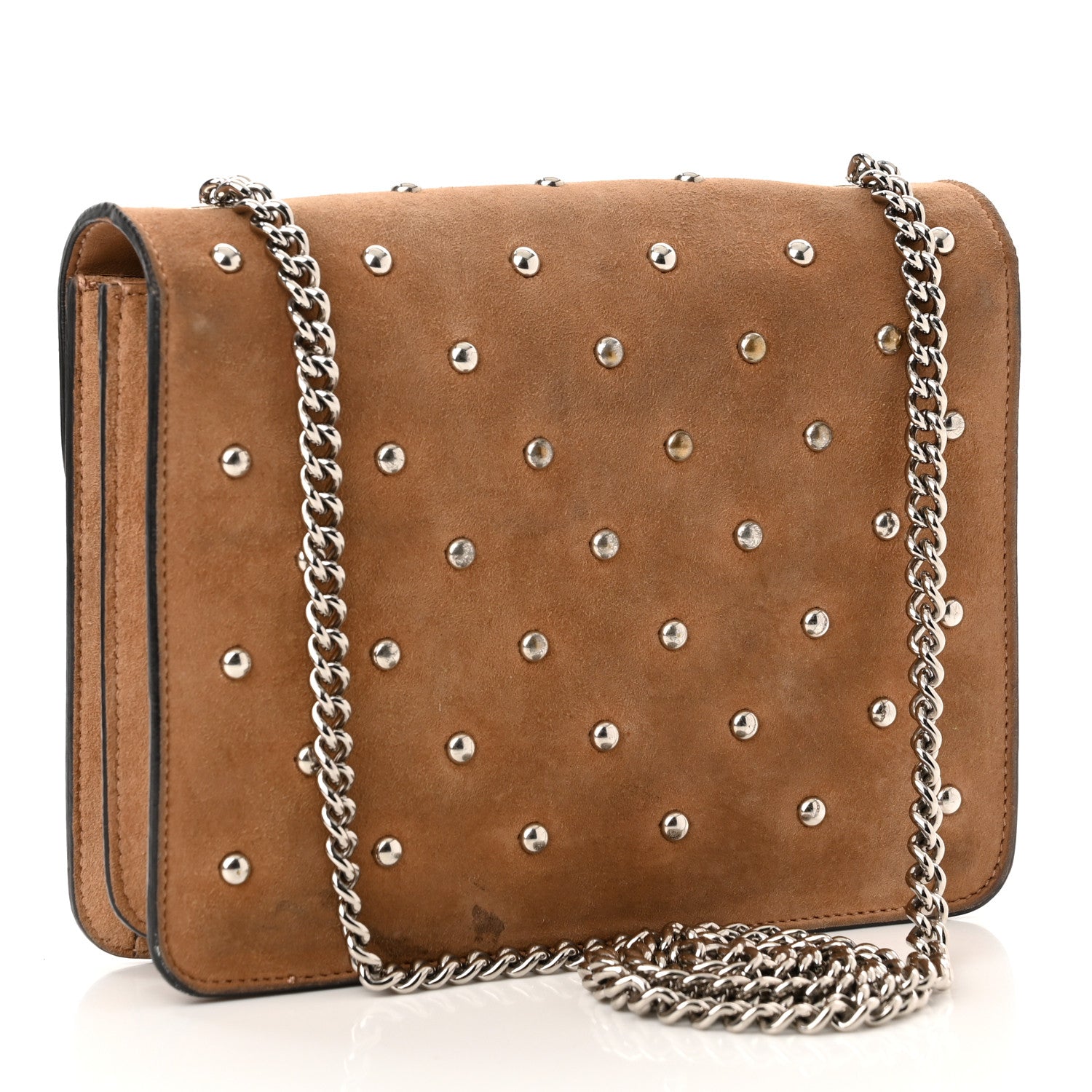Gucci Suede Crystal Small Interlocking G Shoulder Bag Taupe 3 of 14