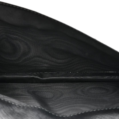 Salvatore Ferragamo Hammered Calfskin Vara Bow Chain Wallet Black White 6 of 11