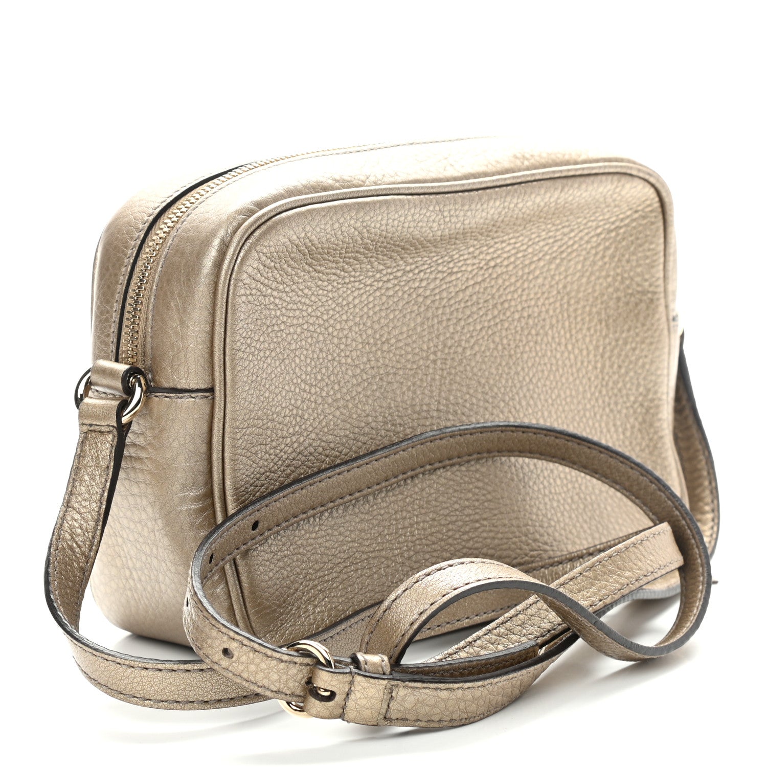 Gucci Metallic Pebbled Calfskin Small Soho Disco Bag Golden Beige 3 of 11