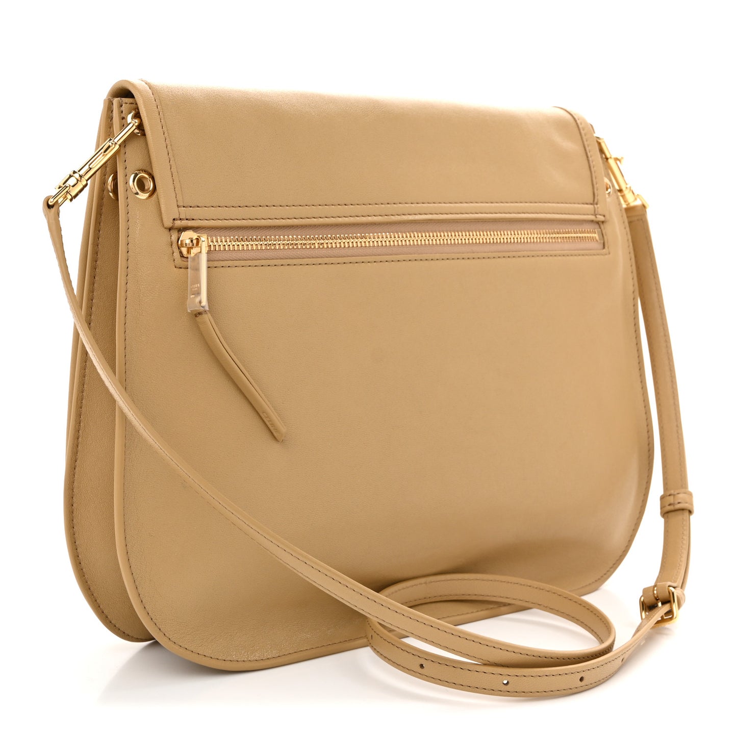 Shiny Lambskin Soft Triomphe Besace Bag Sandcastle