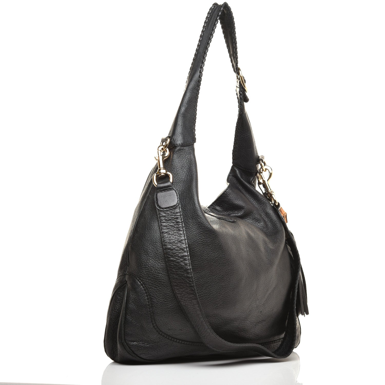Gucci Pebbled Calfskin Large New Jackie Shoulder Bag Black 3 of 9