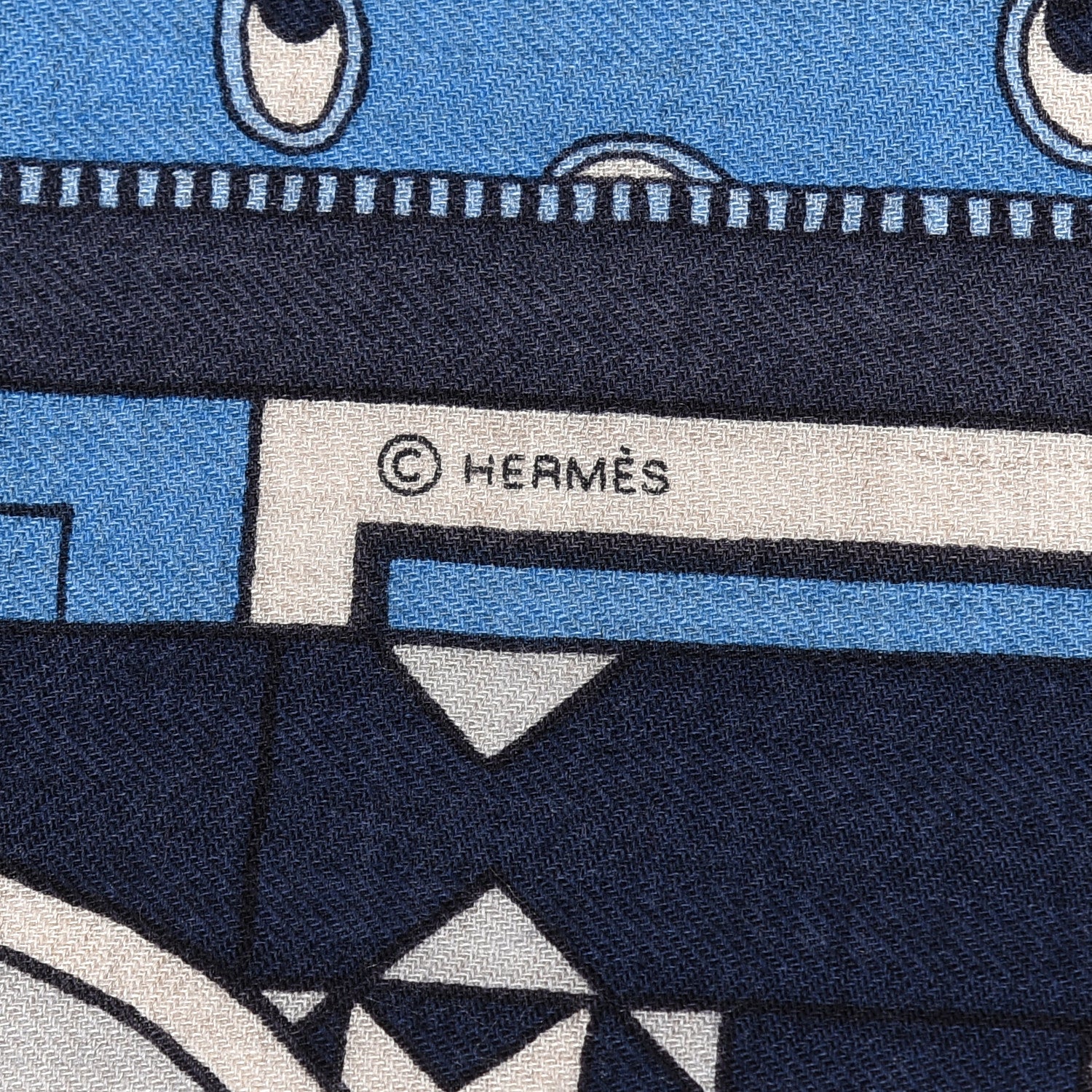 Hermes Cashmere Silk La Danse Des Amazones Shawl 140 Bleu Gris Vert 5 of 6