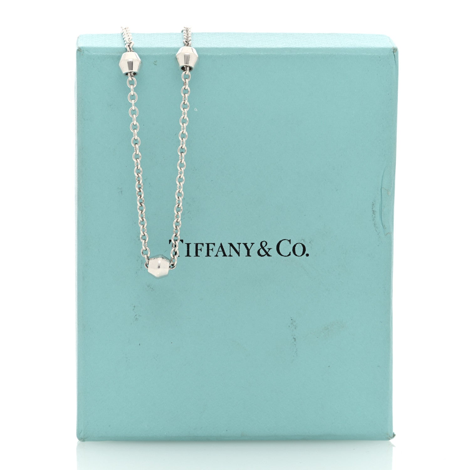 Tiffany Sterling Silver Barrel Bead Station Chain Necklace 5 of 5