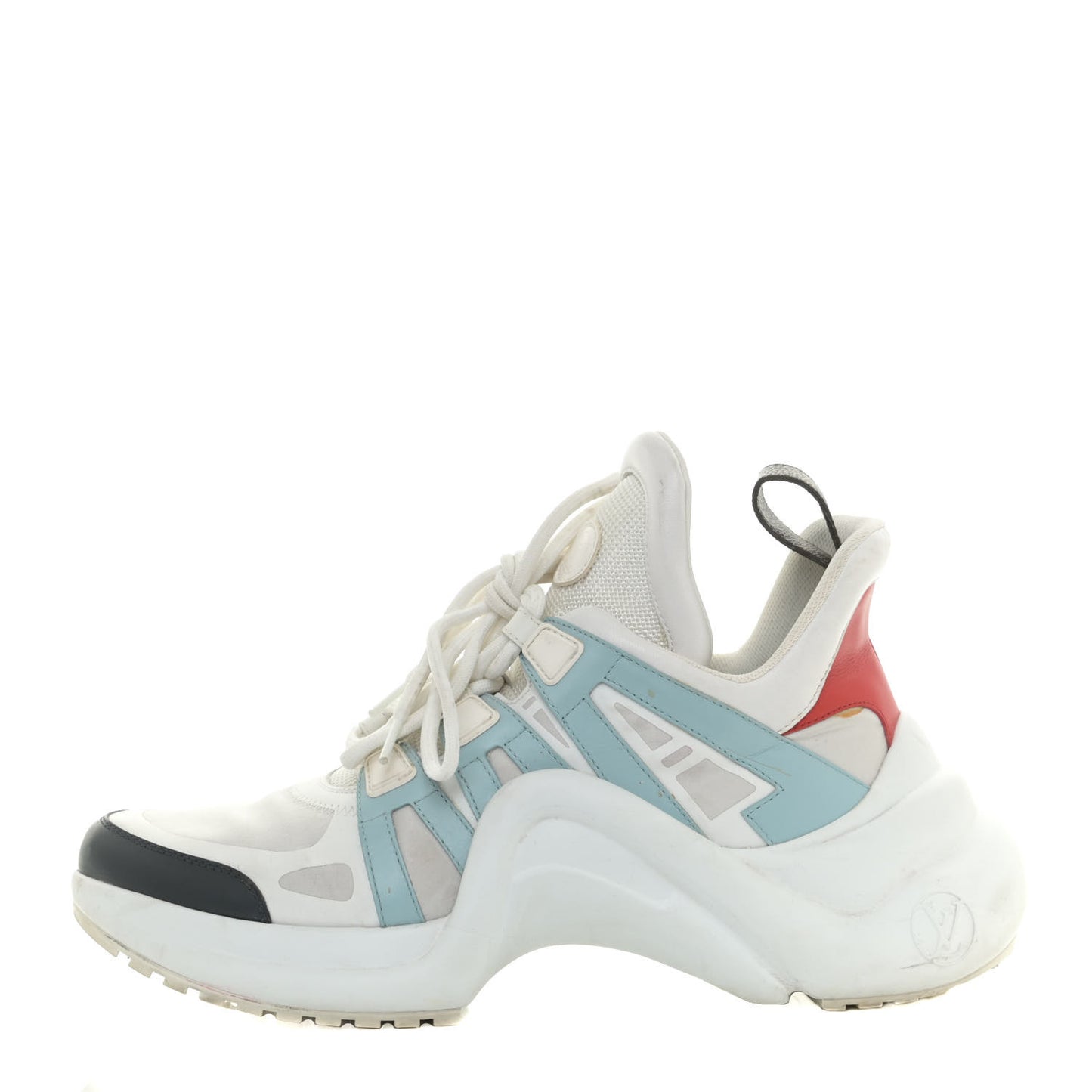 Calfskin Technical Nylon LV Archlight Sneakers 38.5 White Blue Gris