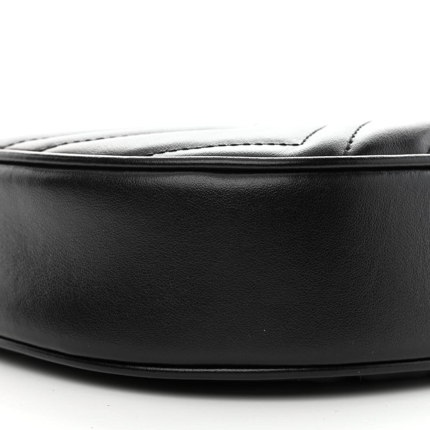 Calfskin Matelasse Chevron Mini GG Marmont Half Moon Hobo Black