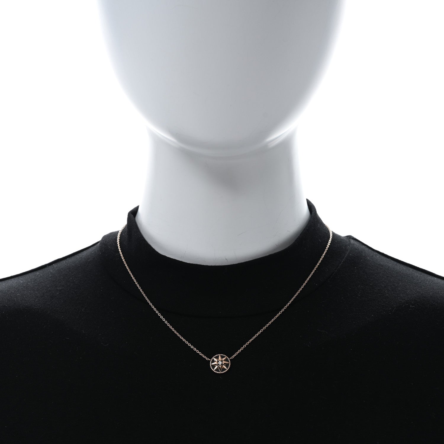 Christian Dior CHRISTIAN DIOR 18K Rose Gold Diamond Black Onyx Rose Des Vents Necklace 2 of 5
