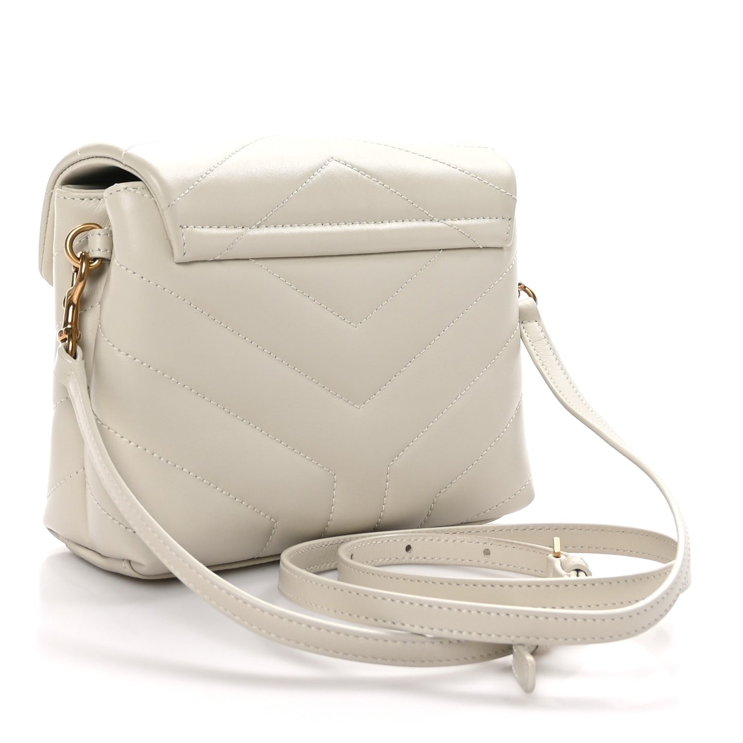 Calfskin Y Quilted Monogram Toy Loulou Crossbody Bag Blanc Vintage