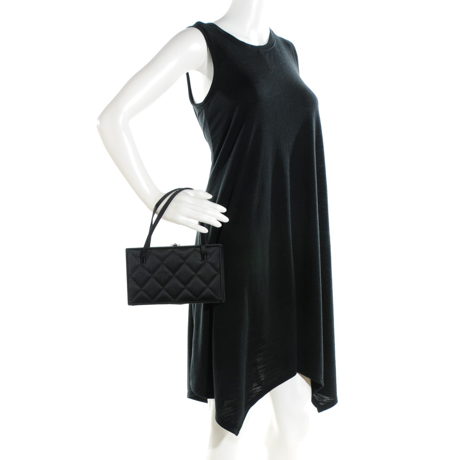 Chanel Satin Quilted Evening Bag Black 2 of 9