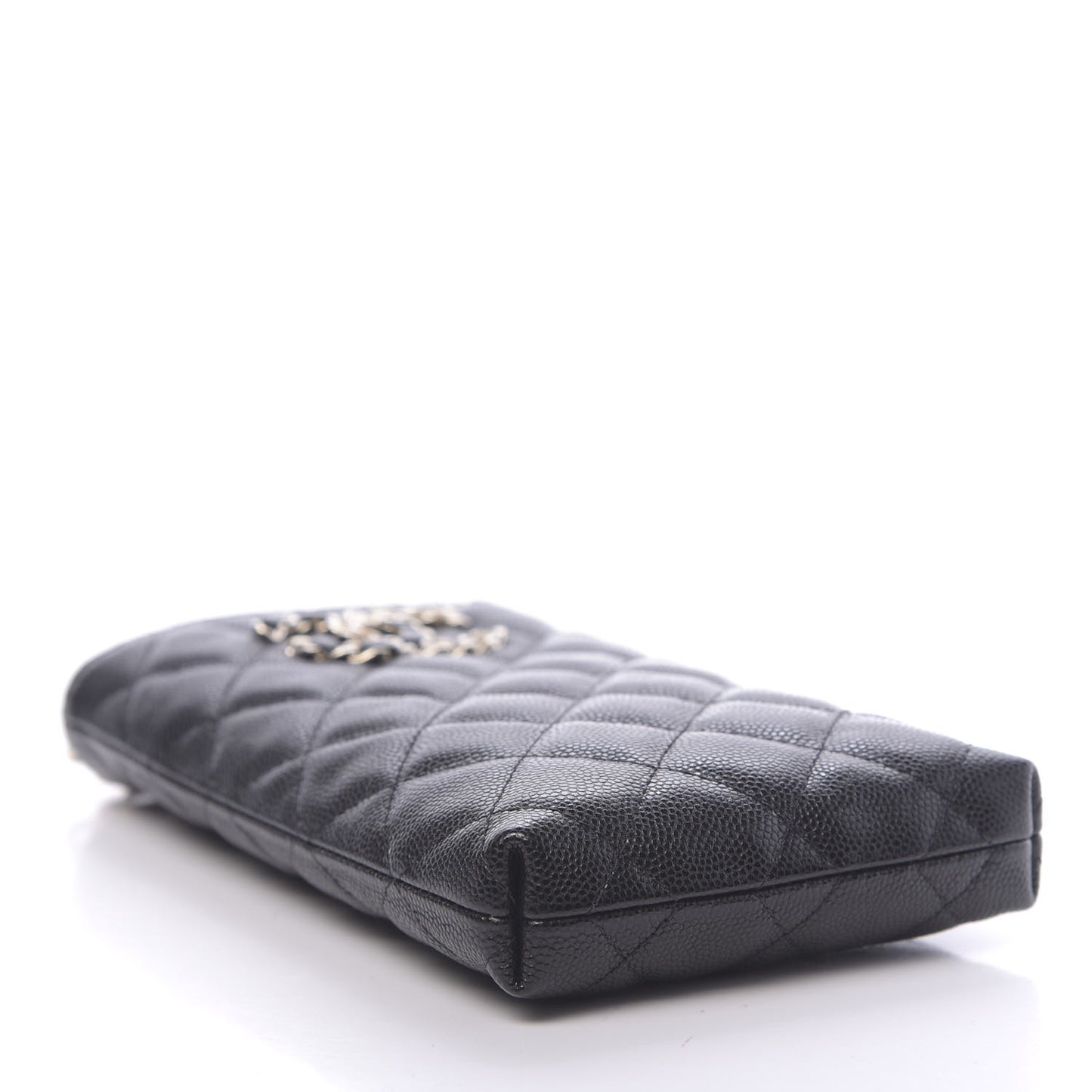 Caviar Quilted French New Wave Phone Holder With Chain Black