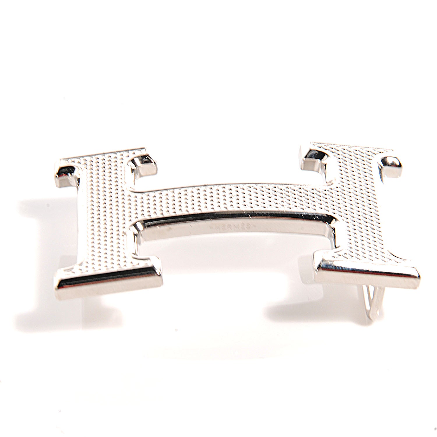 Hermes Palladium H Guilloche Belt Buckle Silver 4 of 5