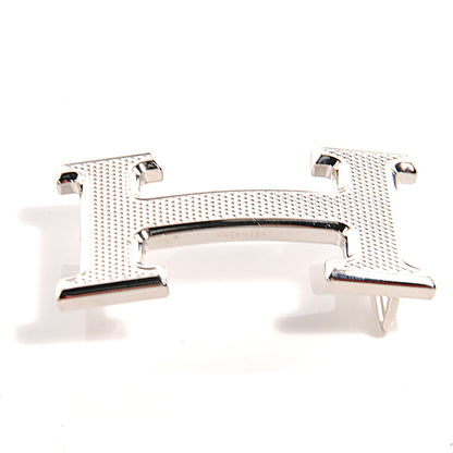 Hermes Palladium H Guilloche Belt Buckle Silver 4 of 5