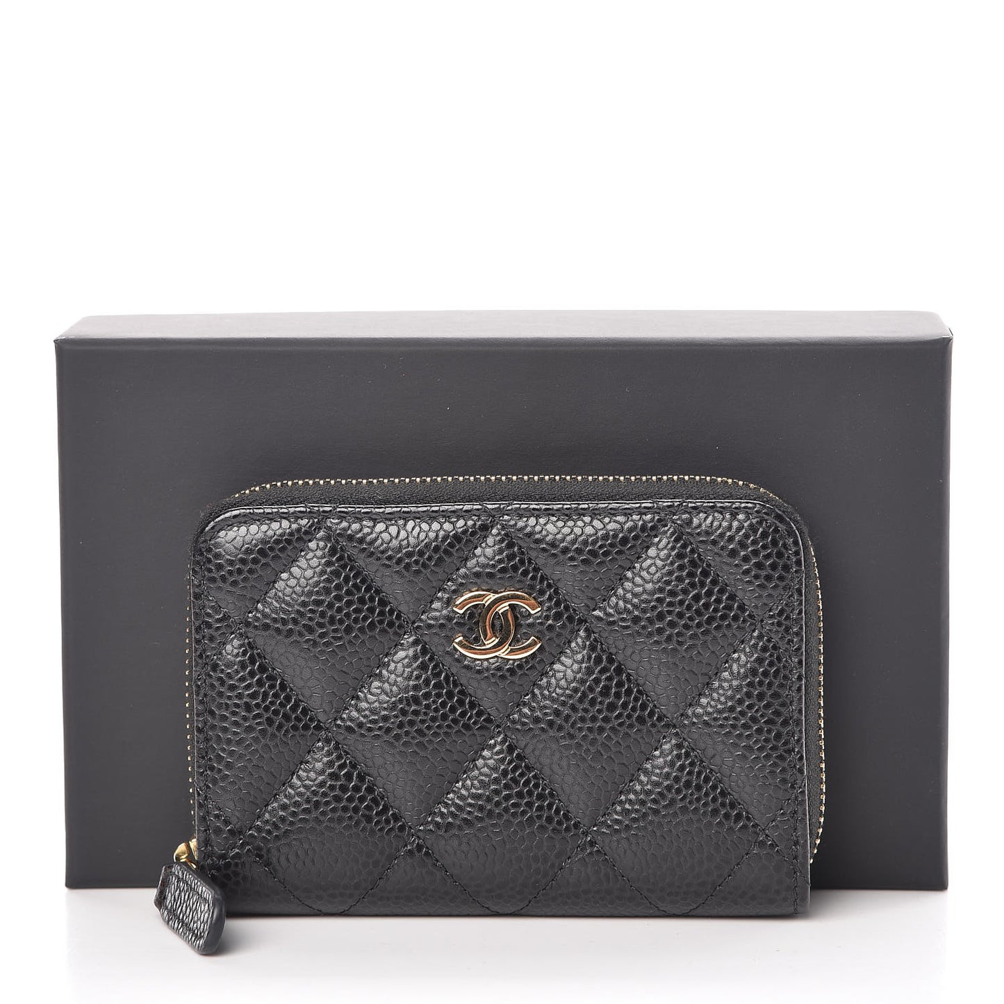 Caviar Quilted Zip Coin Purse Black