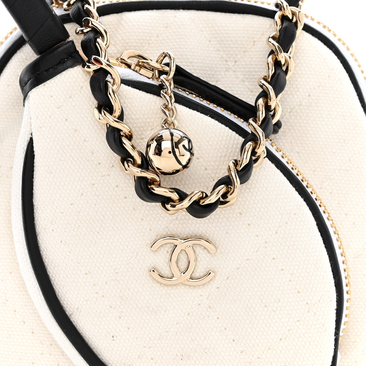 Chanel Canvas Calfskin Tennis Racket Mini Bag White Black 9 of 11