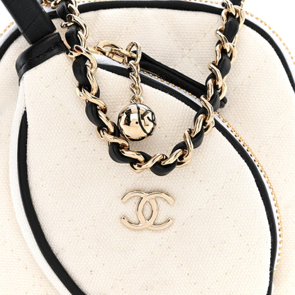 Chanel Canvas Calfskin Tennis Racket Mini Bag White Black 9 of 11