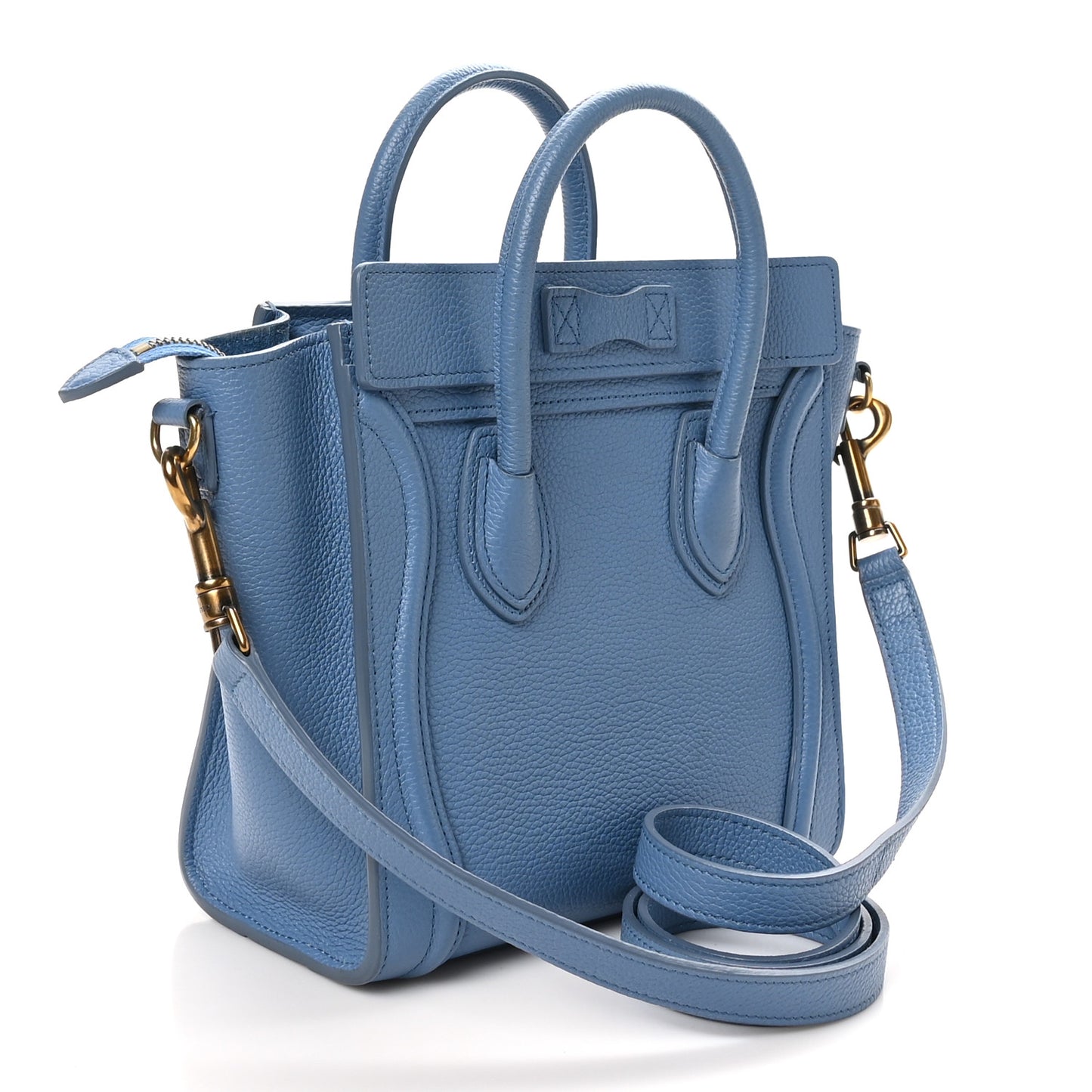 Drummed Calfskin Nano Luggage Azure