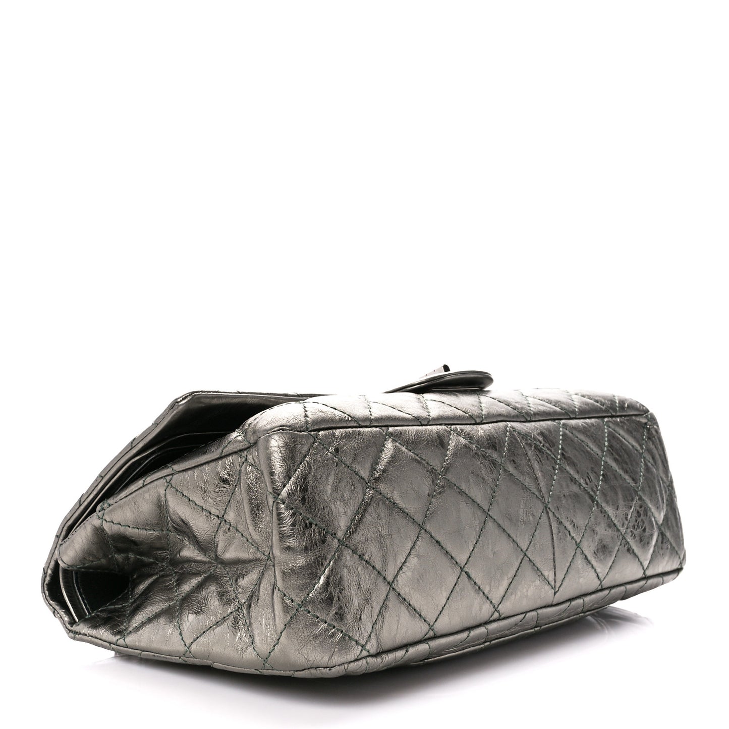 Metallic Aged Calfskin Quilted 2.55 Reissue 227 Flap Dark Green