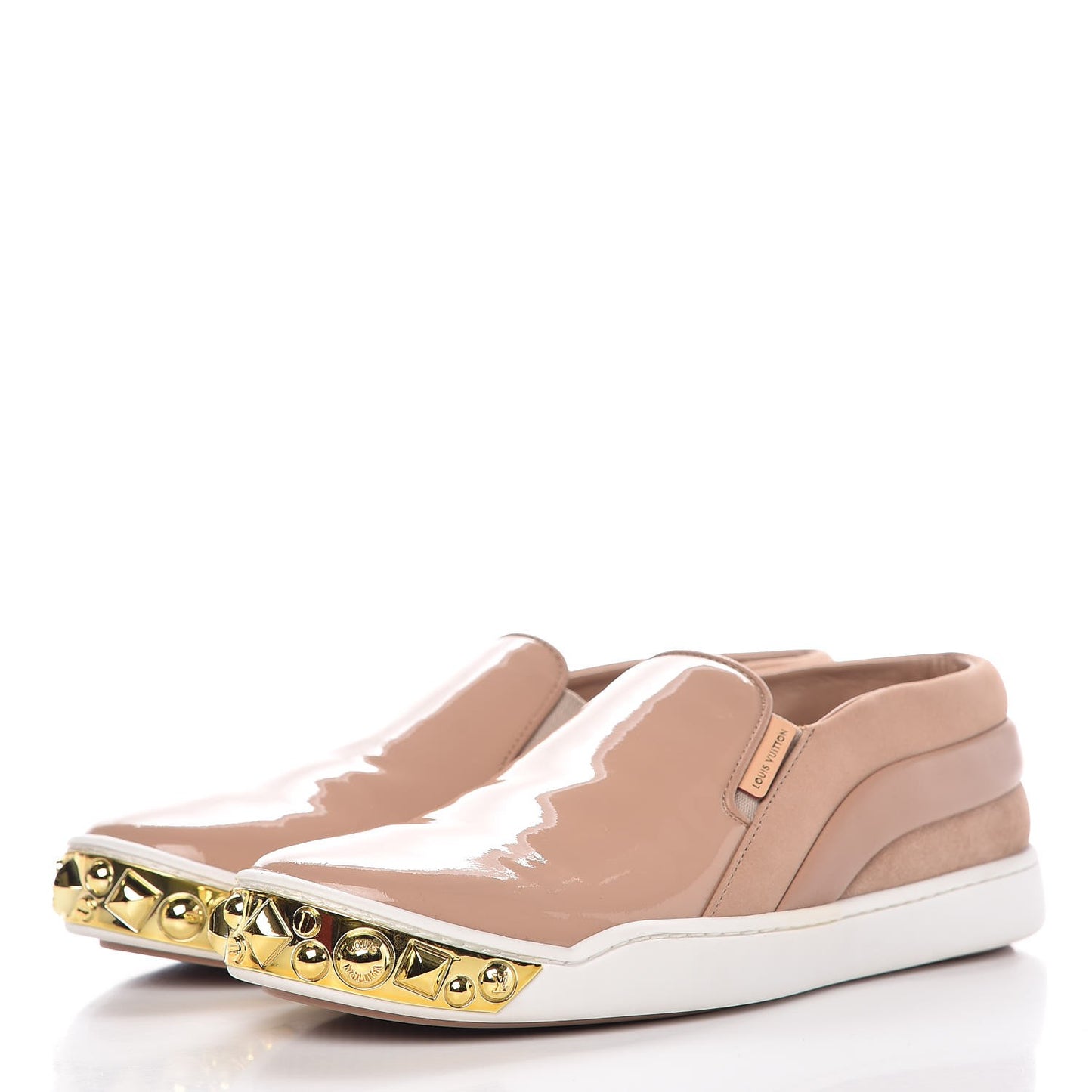Patent Calfskin Suede Tempo Slip On Sneakers 36 Nude