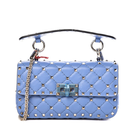 Valentino Garavani Lambskin Small Rockstud Spike Shoulder Bag Blue 1 of 7
