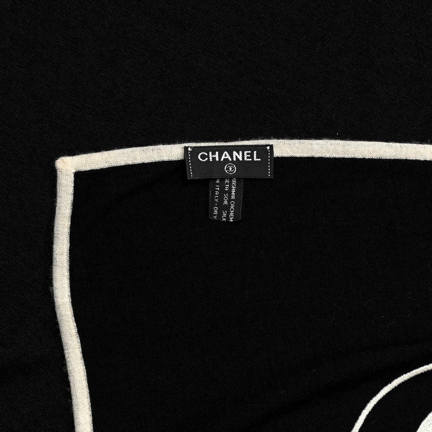 Cashmere Silk CC Logo Stole Black White