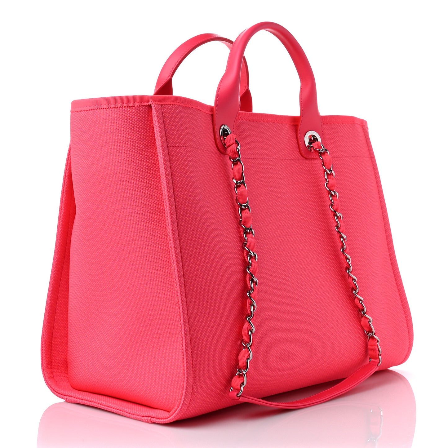 Mixed Fibers Calfskin Medium Deauville Tote Pink Orange