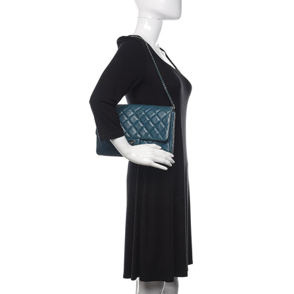 Chanel Lambskin Quilted Clutch With Chain Flap Turquoise 2 of 12