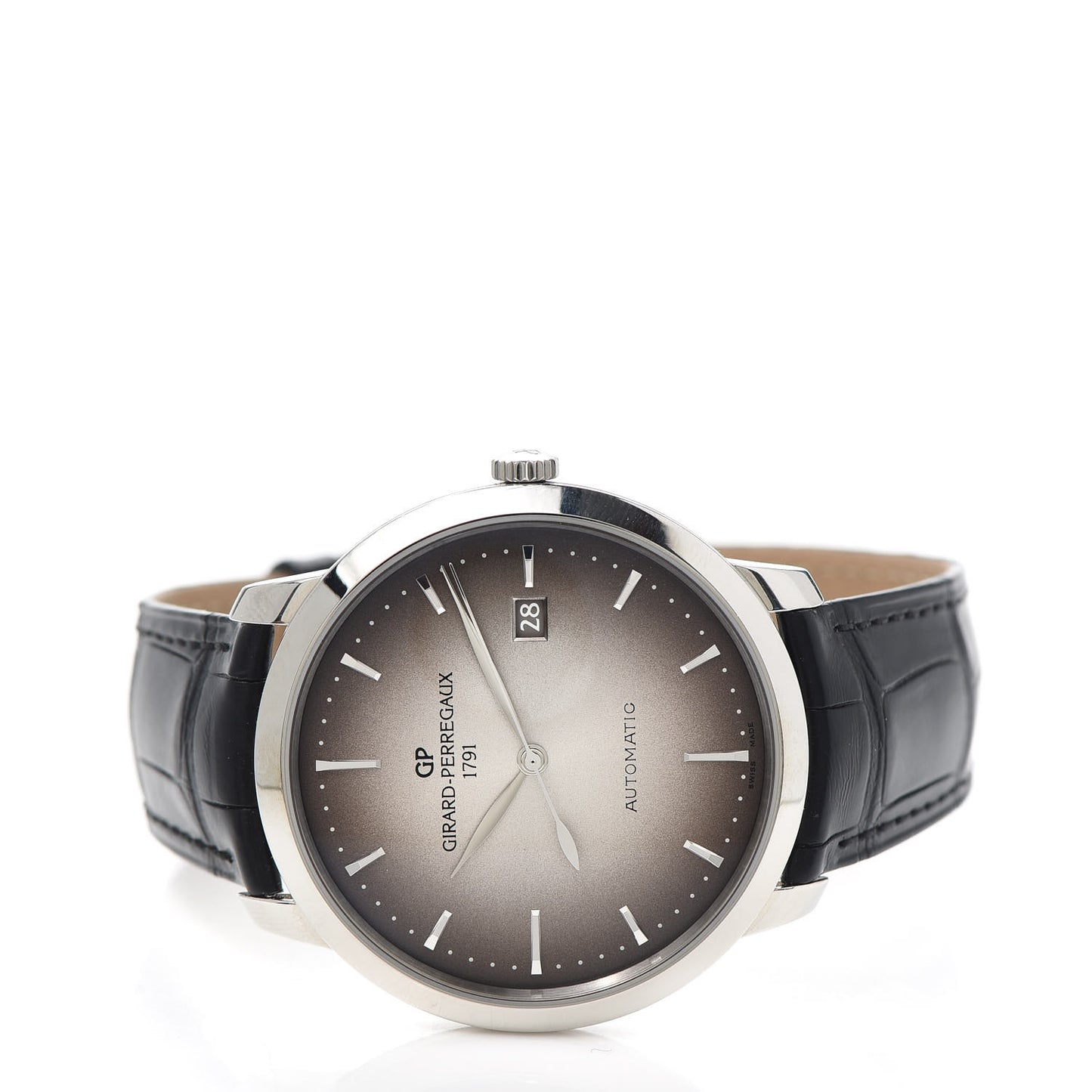 GIRARD PERREGAUX Stainless Steel Alligator 40mm 1966 Automatic Watch Grey 49555