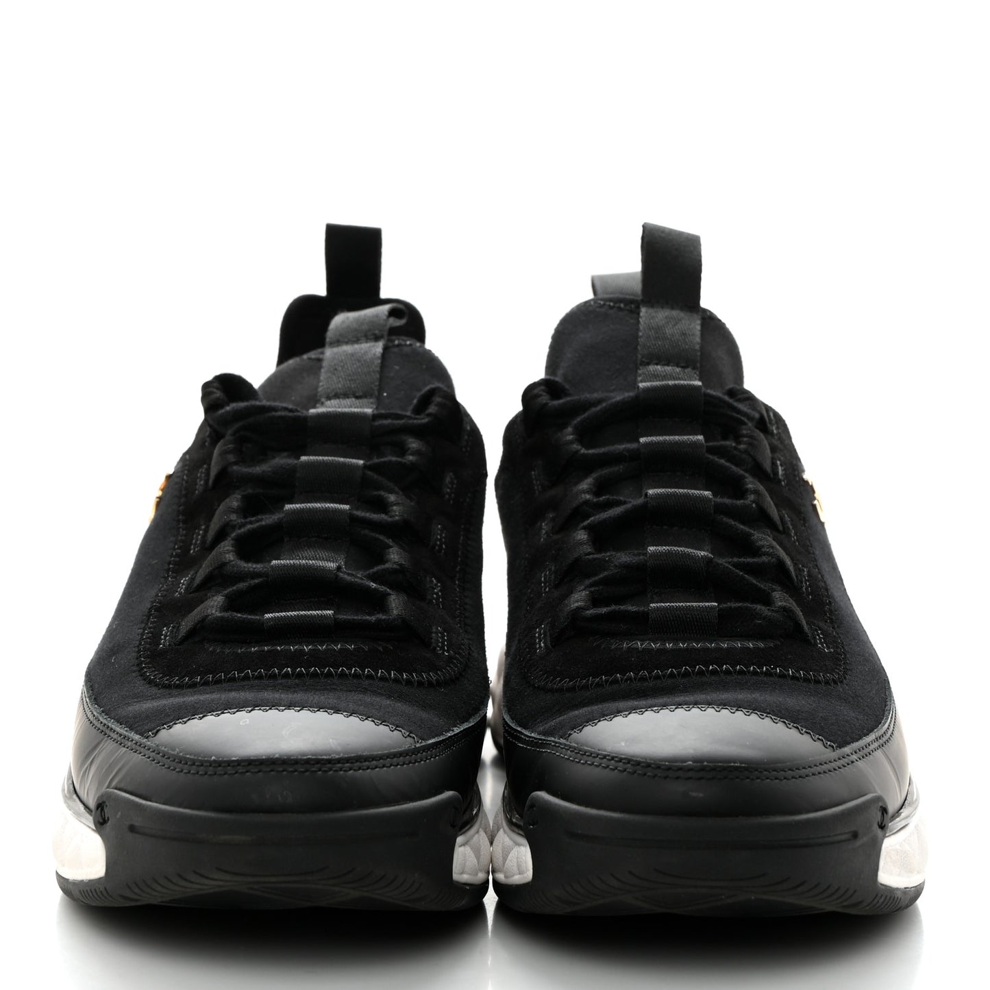 Velvet Calfskin Mixed Fibers CC Sneakers 40 Black