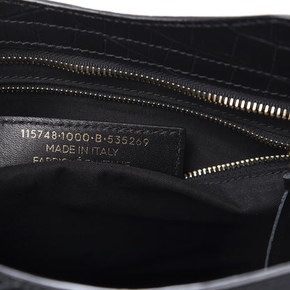 Balenciaga Calfskin Crocodile Embossed Classic Hardware City Black 8 of 11