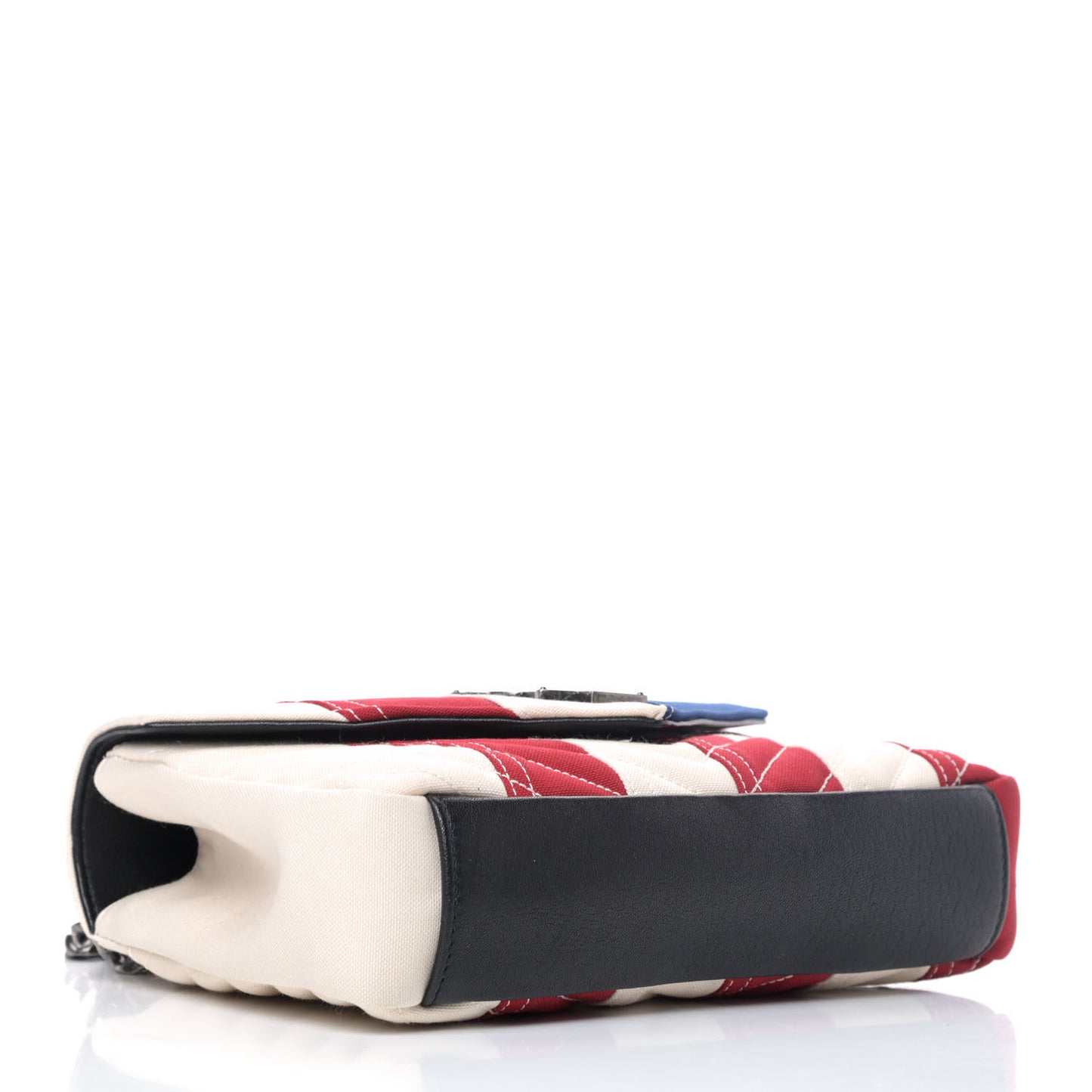 Canvas Matelasse Chevron American Flag Monogram Medium College Bag Red Blue