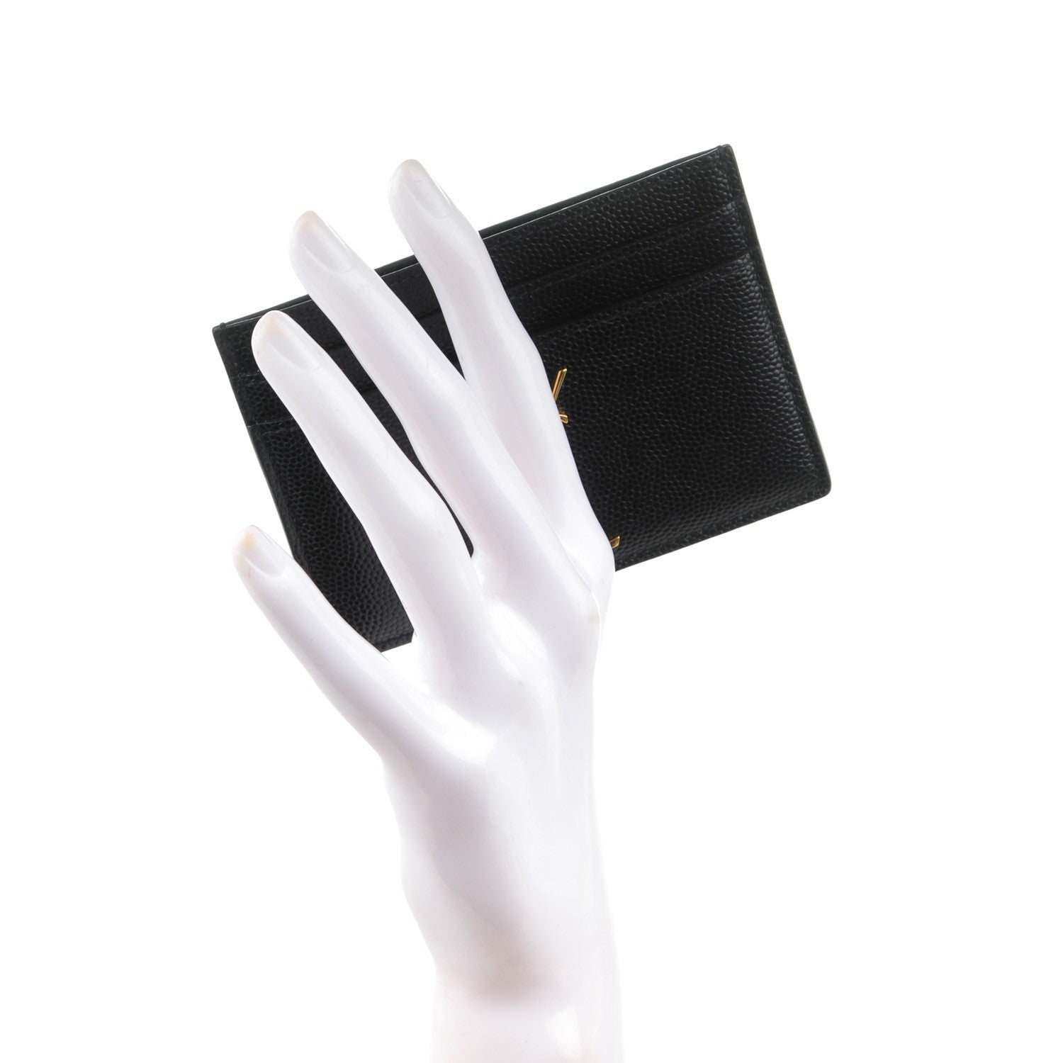 Saint Laurent Grain De Poudre Monogram Credit Card Case Black 2 of 7