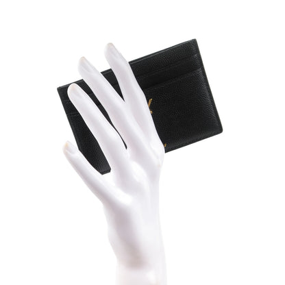 Saint Laurent Grain De Poudre Monogram Credit Card Case Black 2 of 7