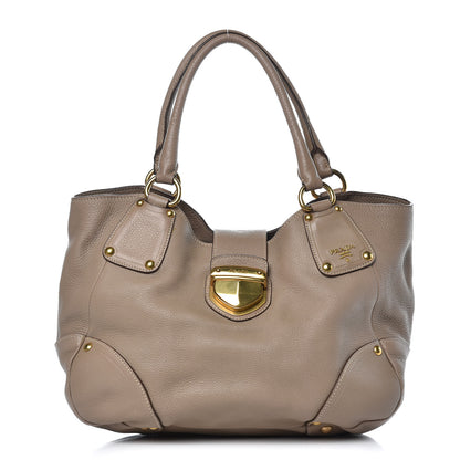 Prada Vitello Daino Pushlock Tote Visone 1 of 13