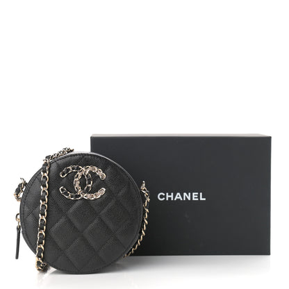 Chanel Caviar Quilted French New Wave Round Clutch With Chain Black 11 of 11