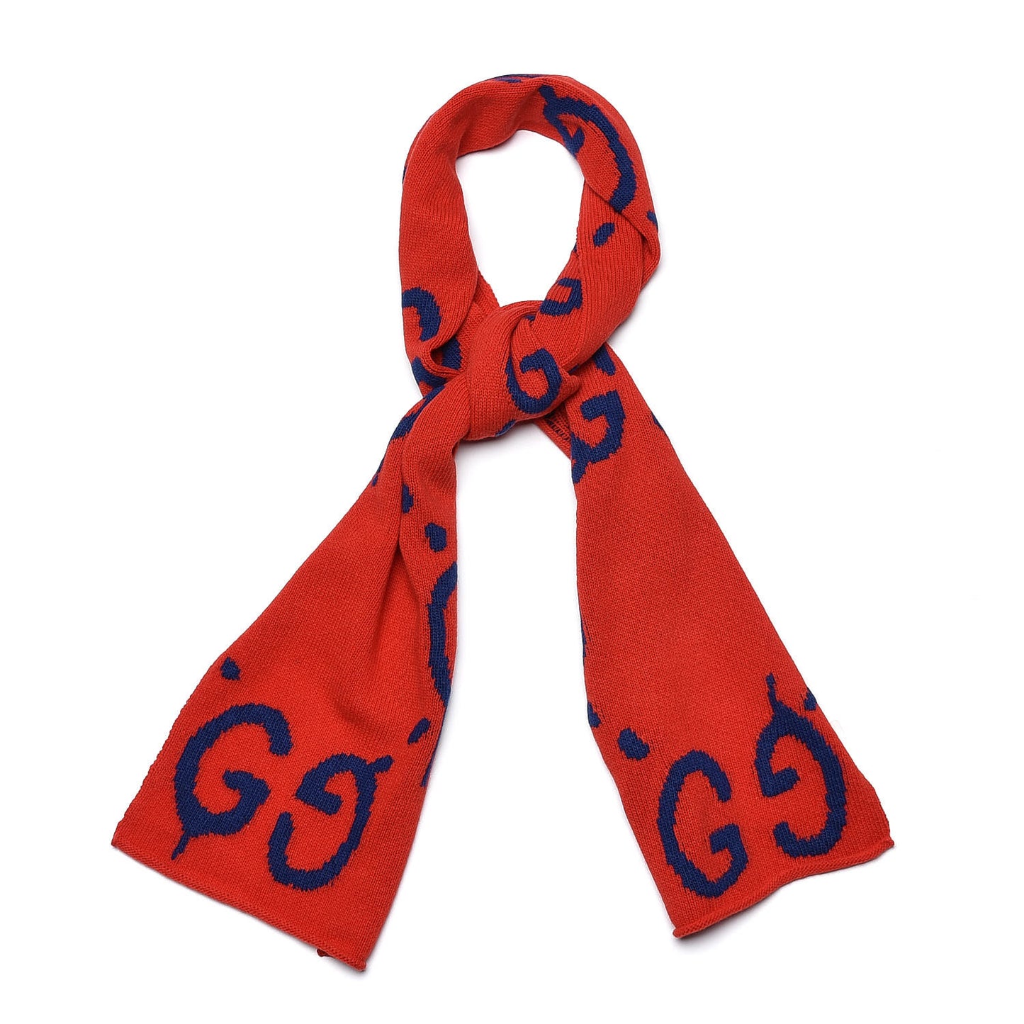Wool Tricot GG Writers Scarf Flame Blue