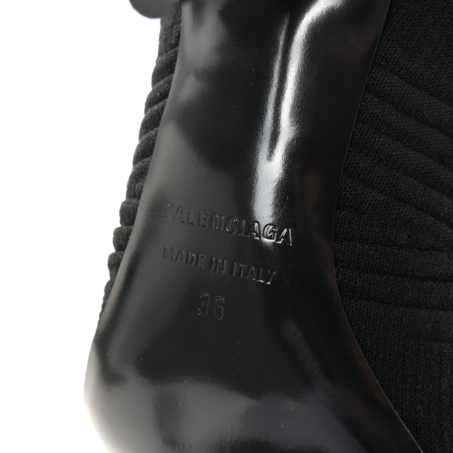 Textured Recycled Knit Logo Extreme Pointed Toe Knife 2.0 Booties 36 Black