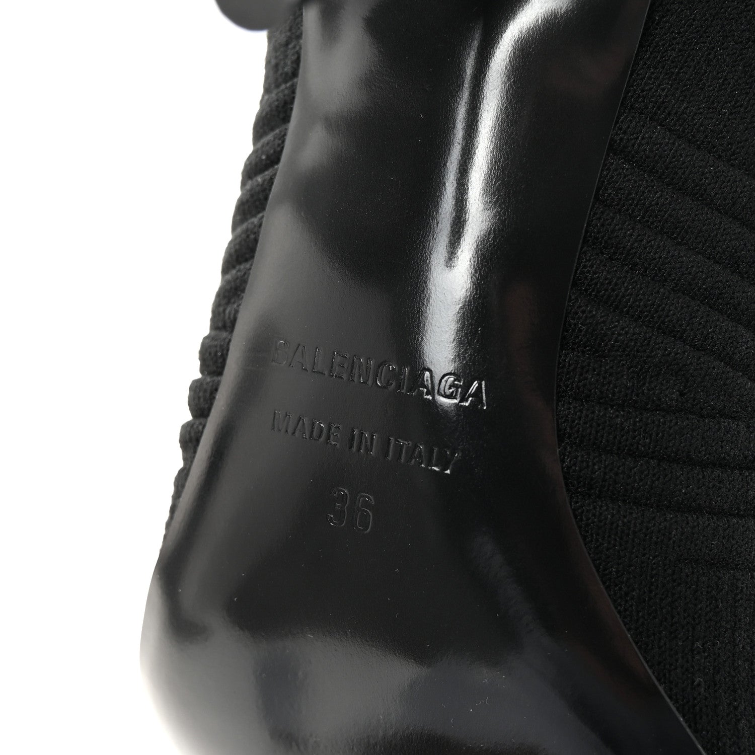 Balenciaga Textured Recycled Knit Logo Extreme Pointed Toe Knife 2.0 Booties 36 Black 7 of 8