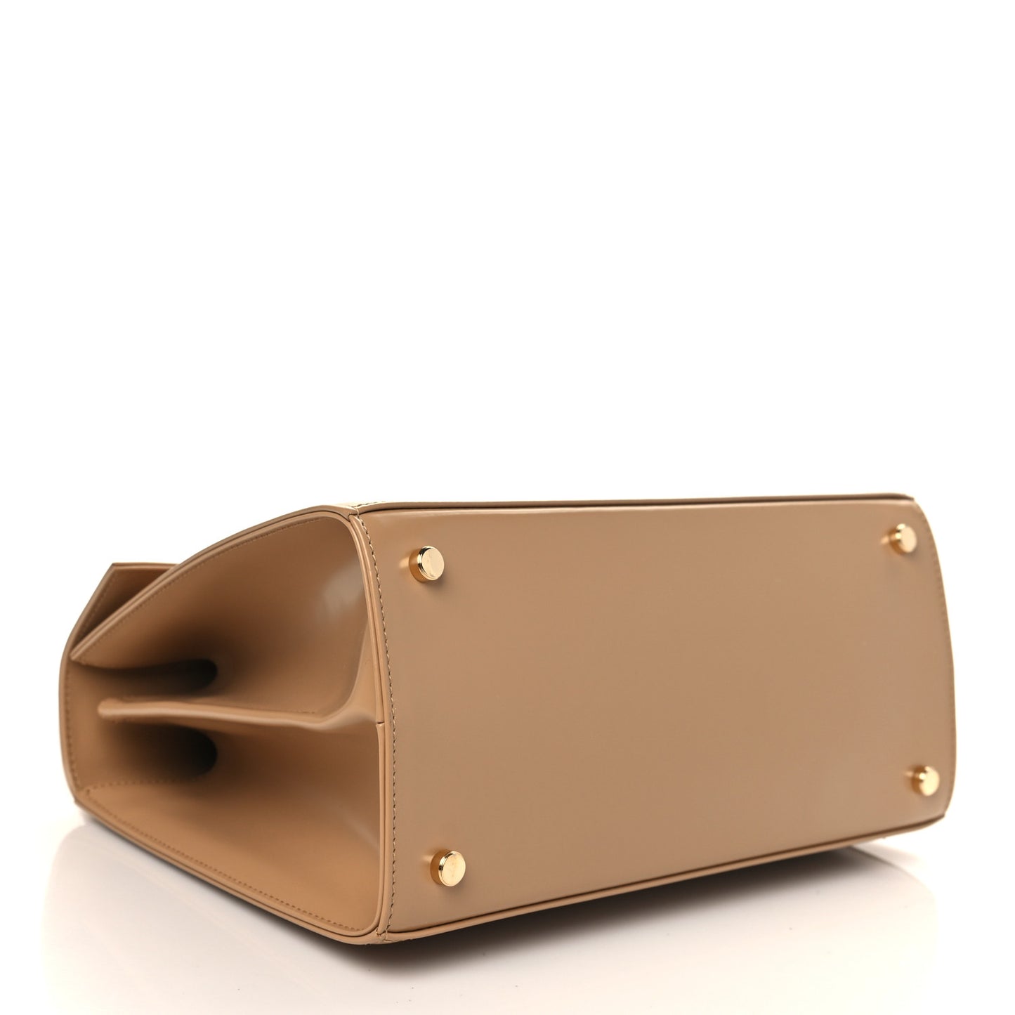 Brushed Off Calfskin Iconic Large Top Handle Bag Camel