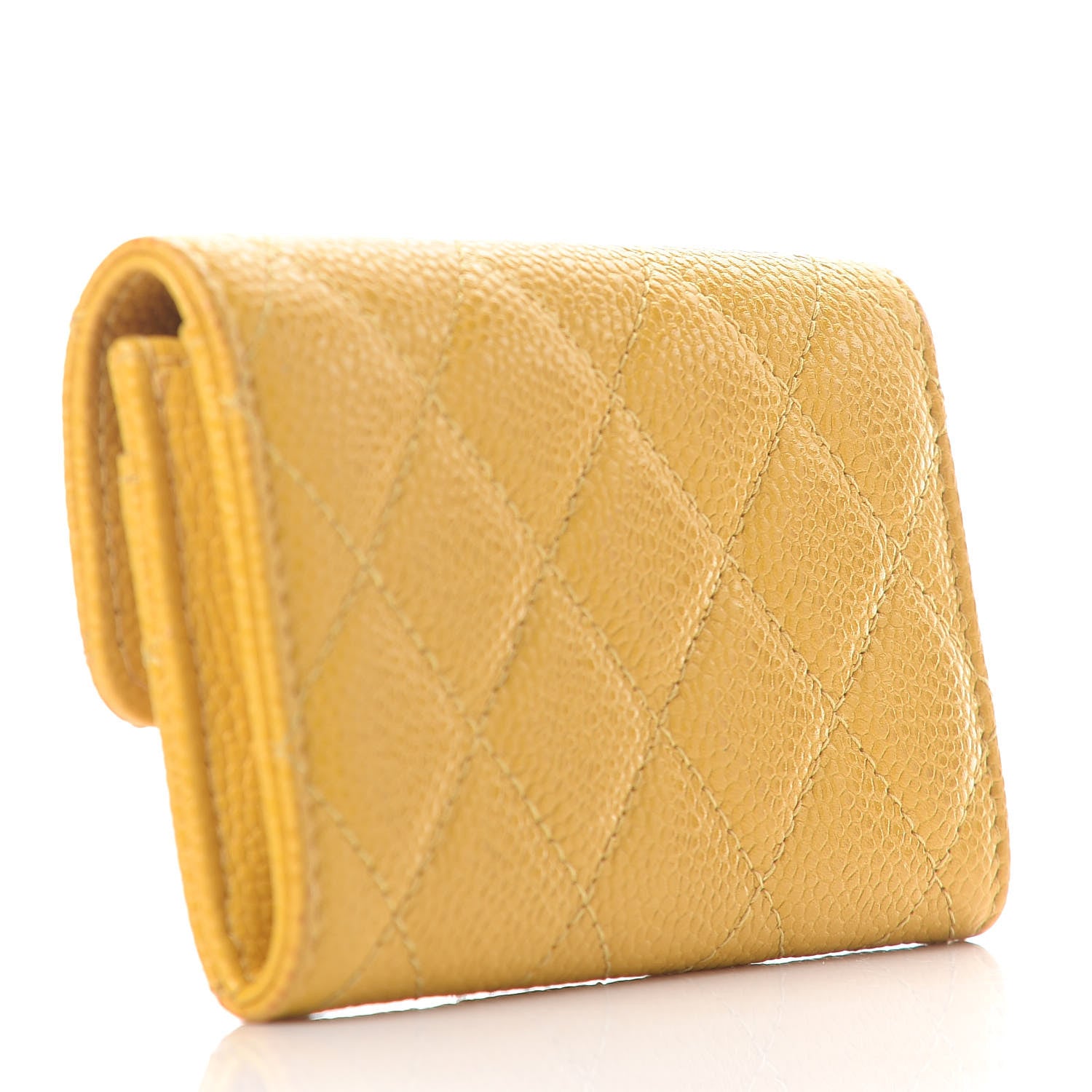 Chanel Caviar Quilted Flap Card Holder Yellow 3 of 11