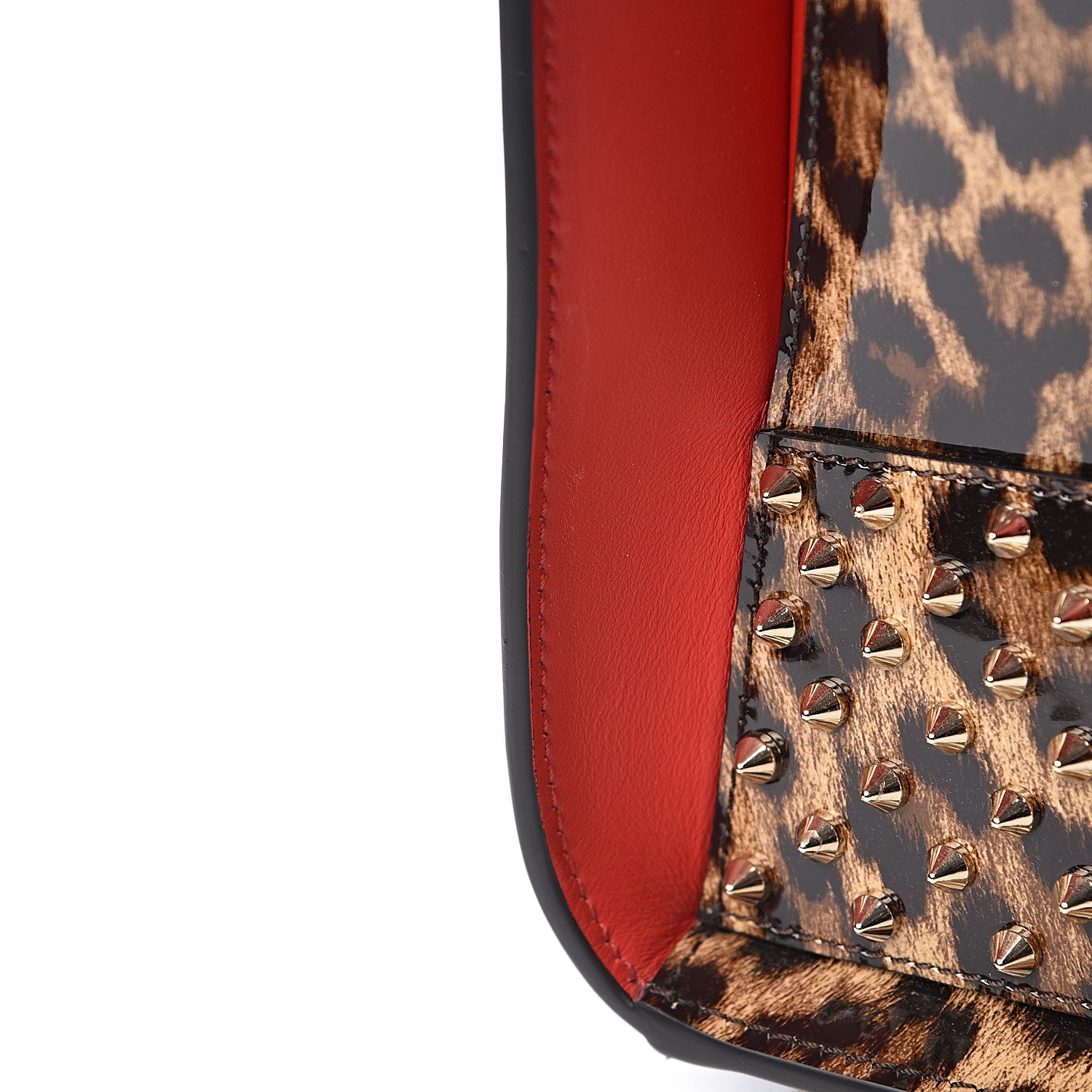 Christian Louboutin Calfskin Patent Leopard Spiked Large Paloma Black 16 of 16