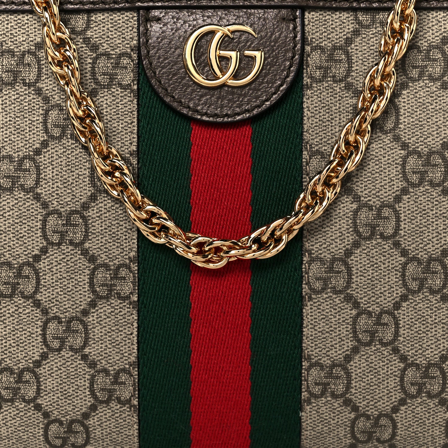 Gucci GG Supreme Monogram Web Small Ophidia Chain Shoulder Bag Brown 9 of 11