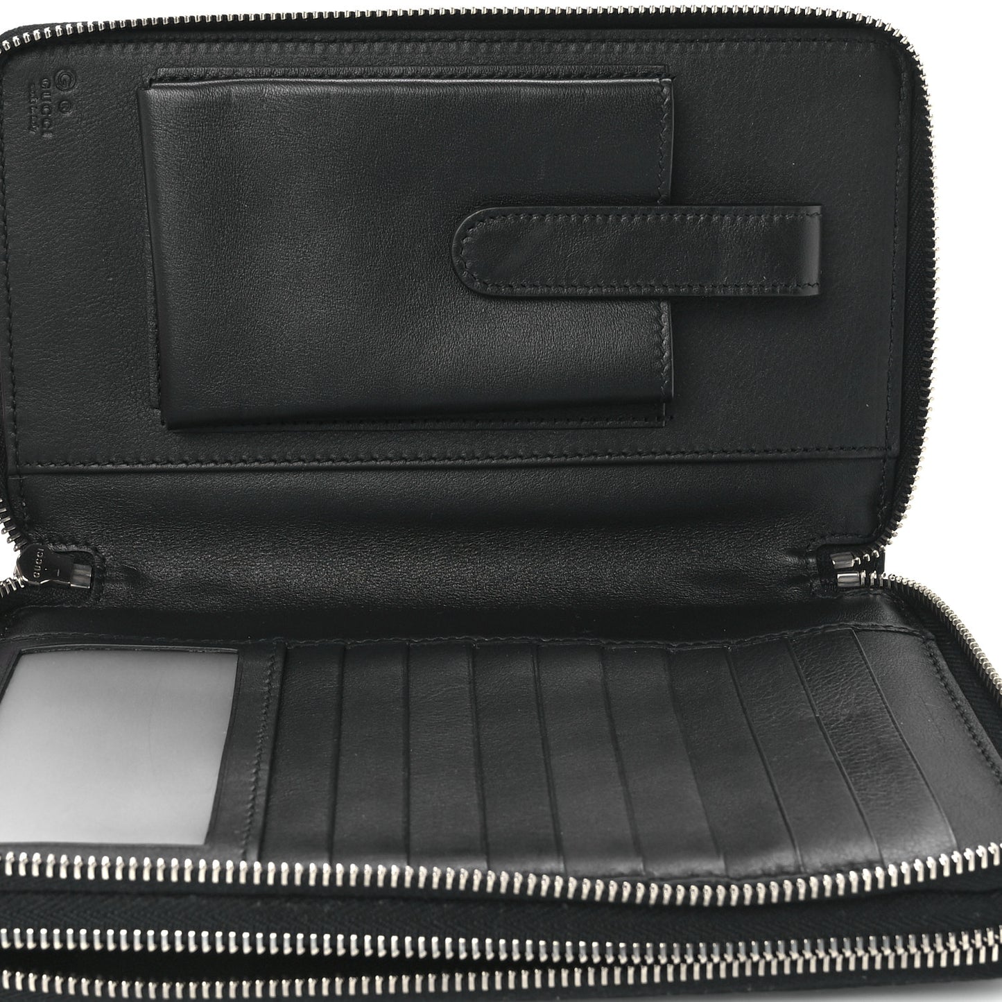 Soft Microguccissima Zip Around Top Handle Travel Wallet Carbon