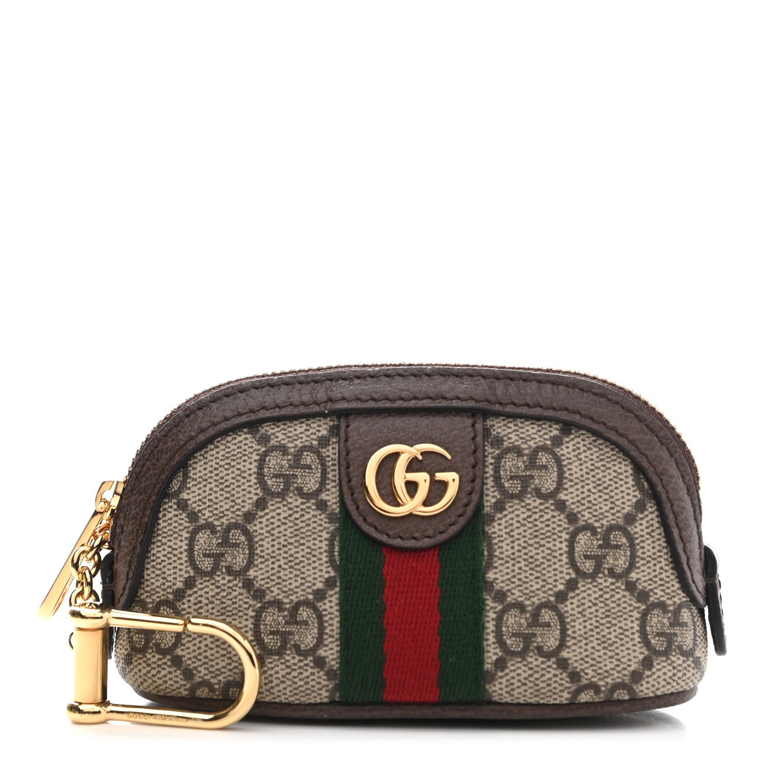 Gucci GG Supreme Monogram Web Ophidia Dome Key Pouch Beige New Acero 1 of 8