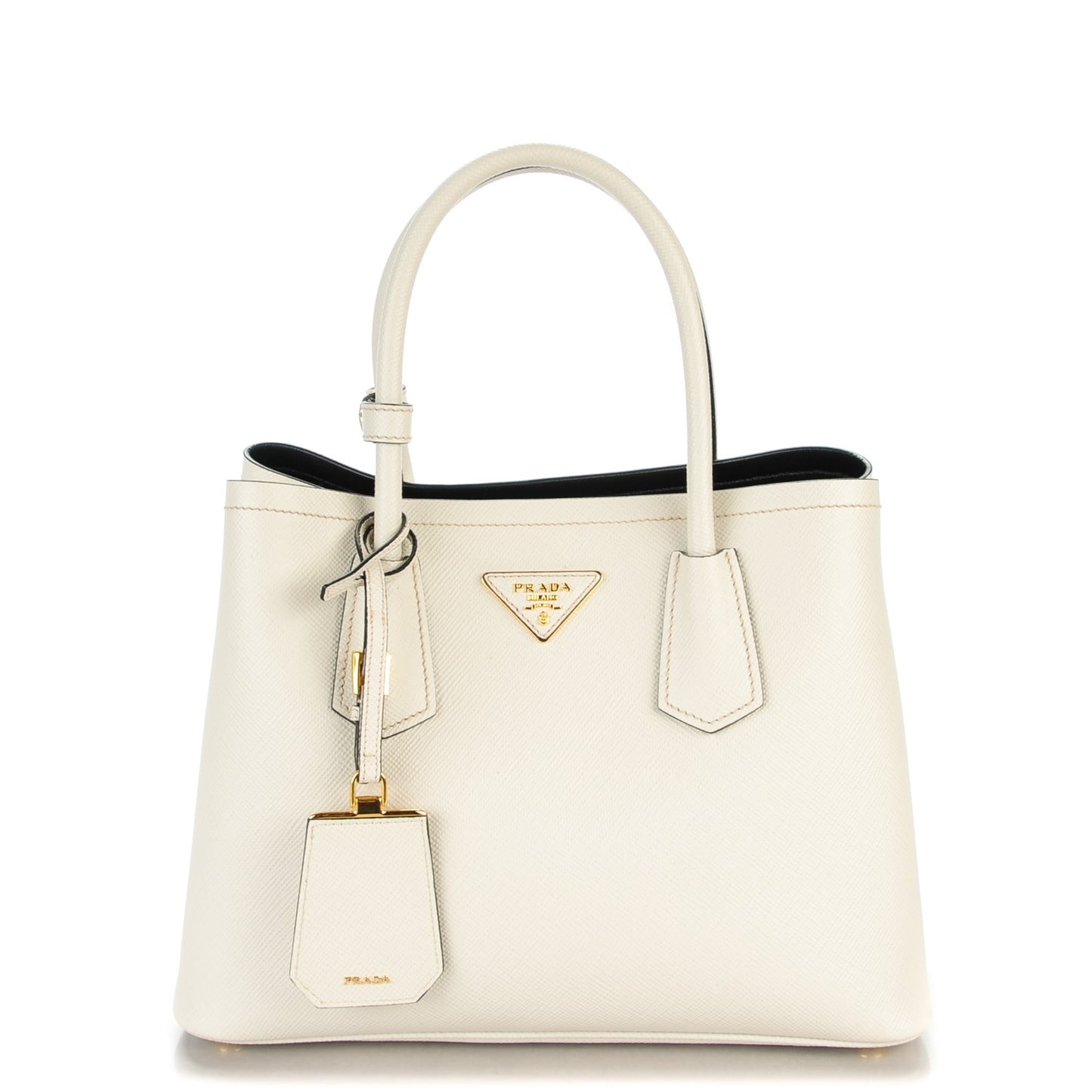 Saffiano Cuir Small Double Bag Talco Nero Black