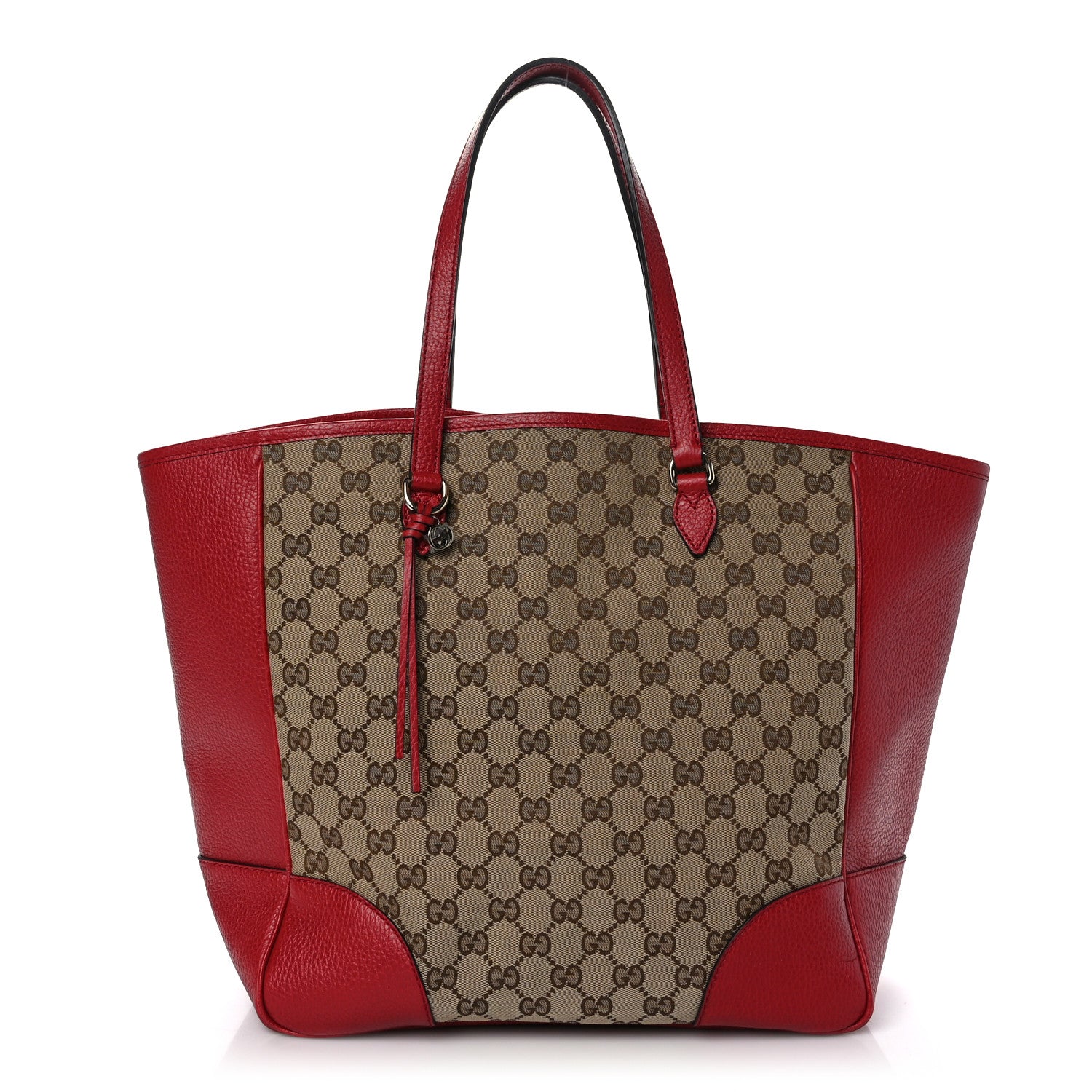 Gucci Monogram Bree Zippered Tote Beige Red 1 of 11