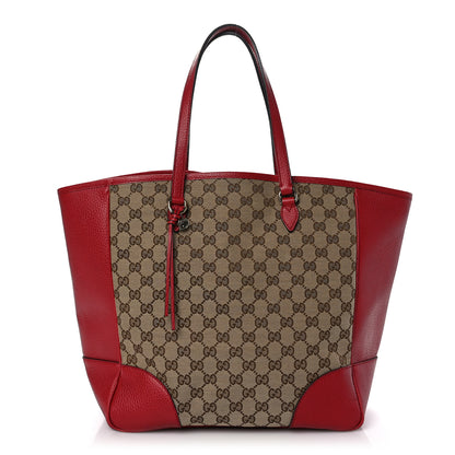 Gucci Monogram Bree Zippered Tote Beige Red 1 of 11