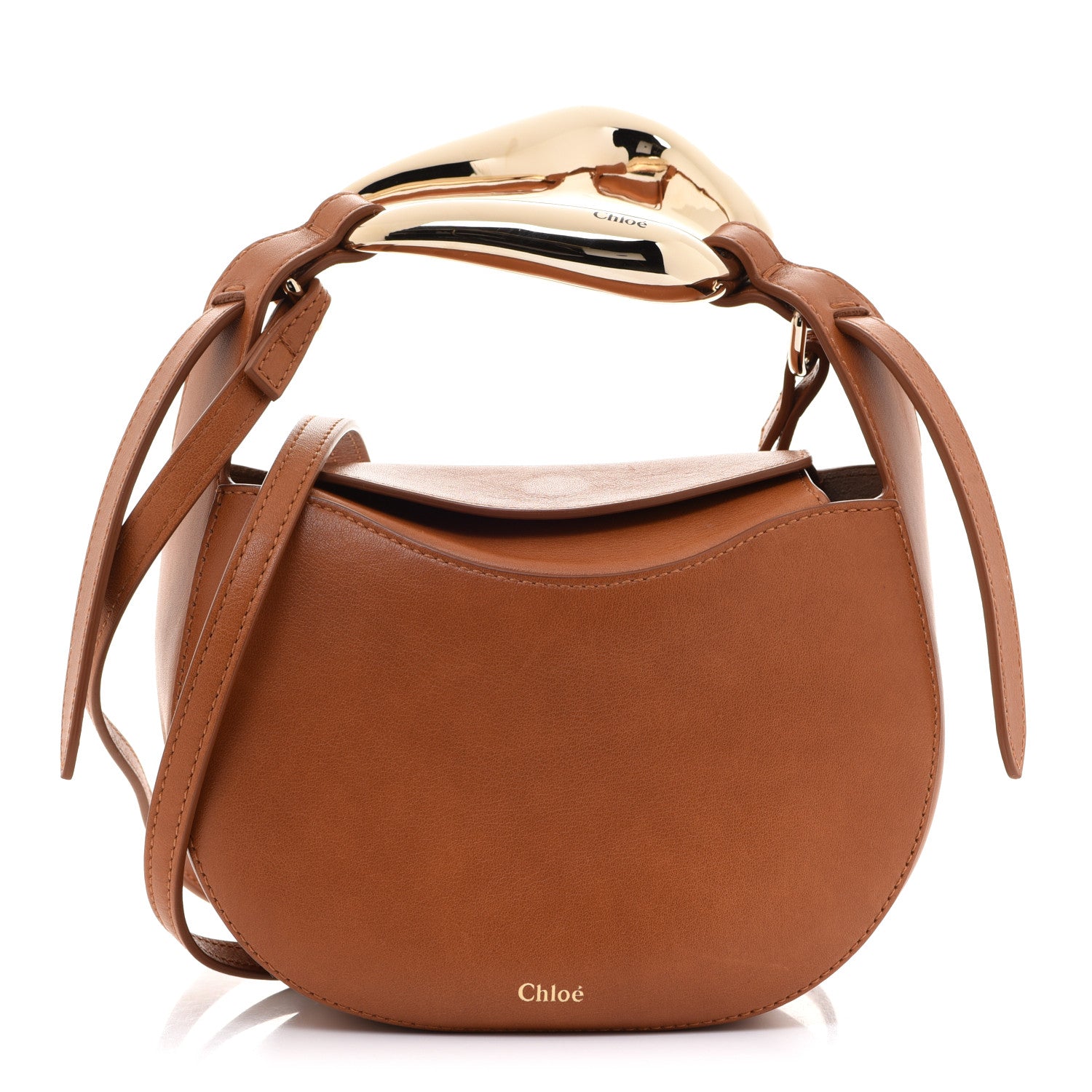 Chloe Small Grain Calfskin Kiss Bag Brown 1 of 11